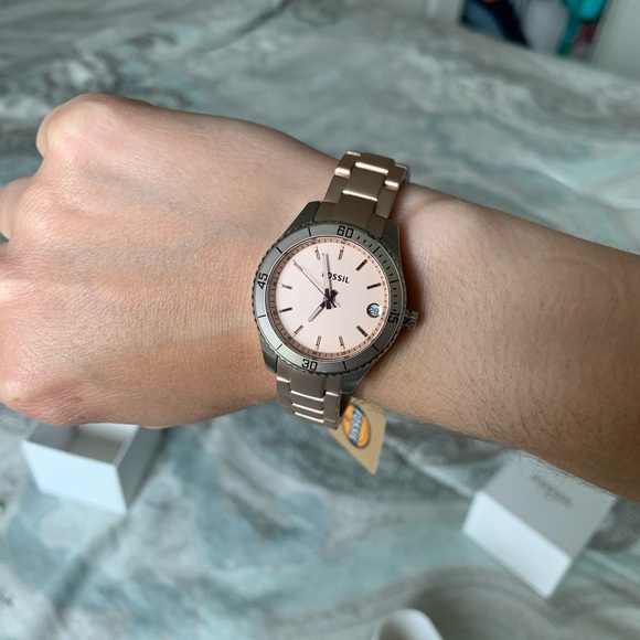 Fossil New Pink Aluminum Watch 